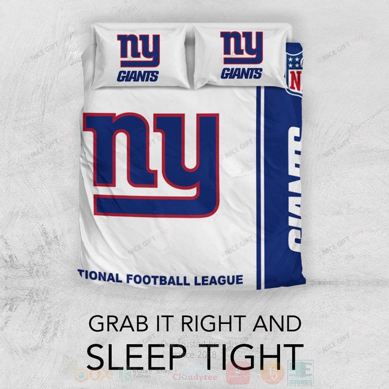 BEST NFL New York Giants Inspired White-Navy Duvet Cover Bed Sets 3 NFL New York Giants Inspired White Navy Bedding Set 1 2
