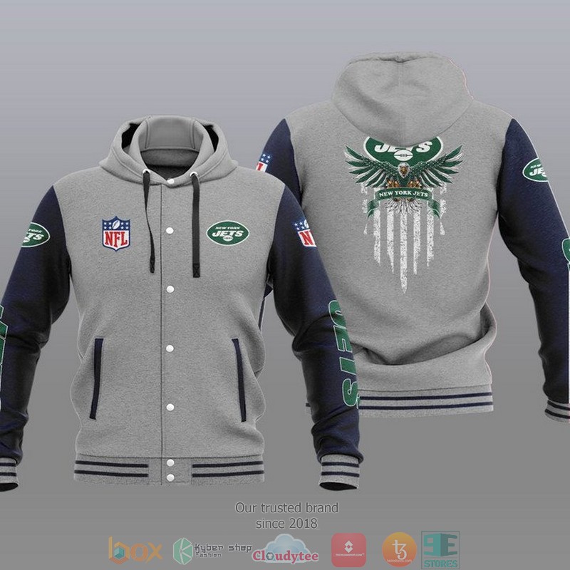 NFL New York Jets Eagle American Flag Baseball Jacket Hoodie 1