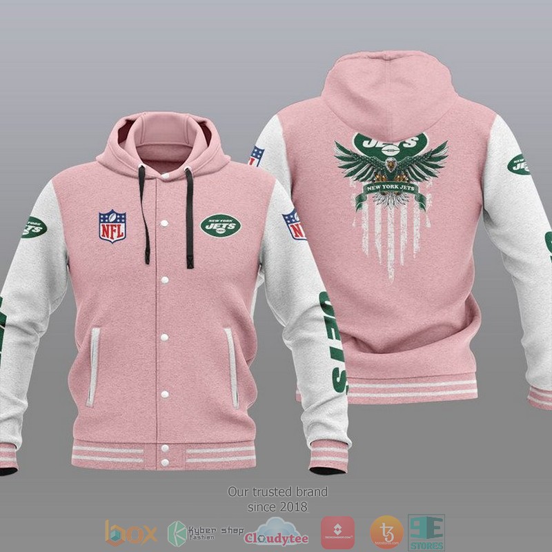 NFL New York Jets Eagle American Flag Baseball Jacket Hoodie 1 2 3