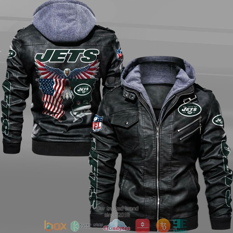 NFL New York Jets Eagle American flag 2d leather jacket