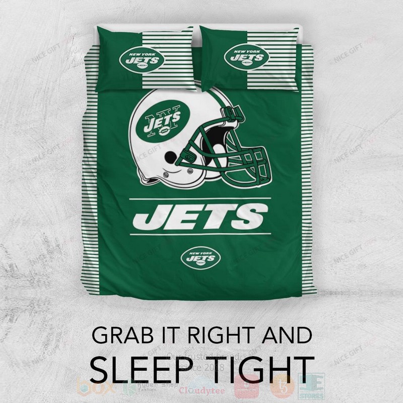 BEST NFL New York Jets Inspired Duvet Cover Bed Sets 3 NFL New York Jets Inspired Bedding Set 1 2