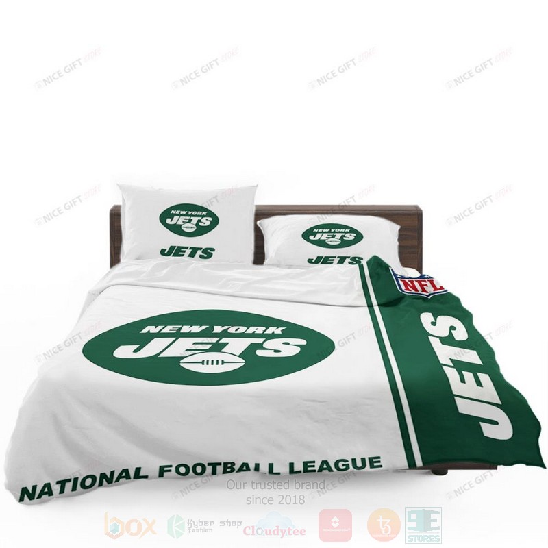 NFL New York Jets Inspired Green White Bedding Set