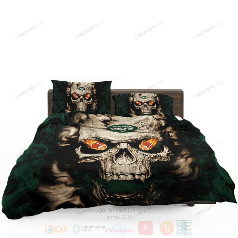 NFL New York Jets Inspired Skull Bedding Set