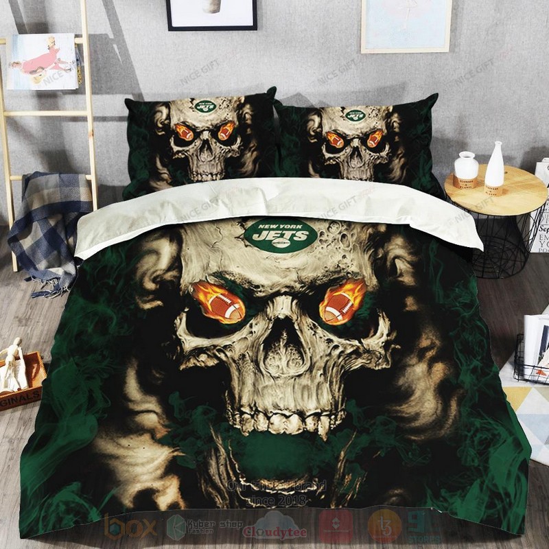 NFL New York Jets Inspired Skull Bedding Set 1