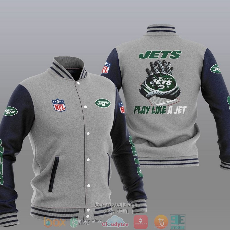 NFL New York Jets Play Like A Jet Varsity Jacket 2 NFL New York Jets Play Like A Jet Varsity Jacket 1
