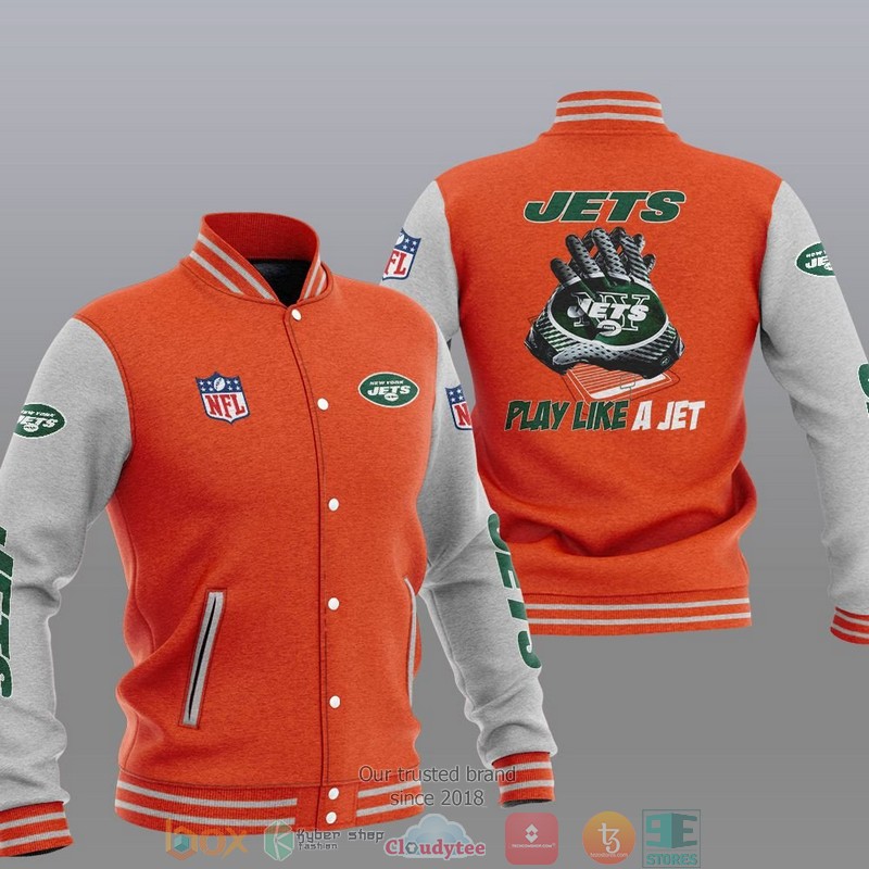 NFL New York Jets Play Like A Jet Varsity Jacket 6 NFL New York Jets Play Like A Jet Varsity Jacket 1 2 3 4 5