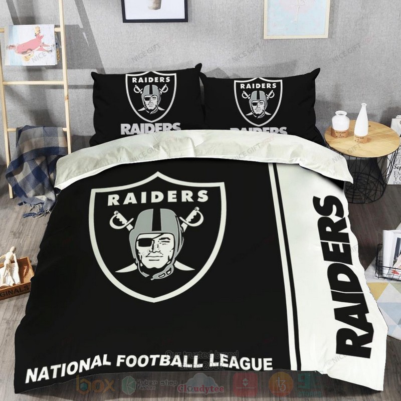 NFL Oakland Raiders Inspired Black White Bedding Set 1