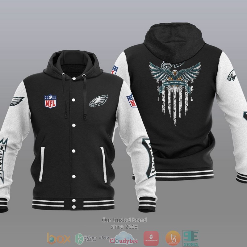 NFL Philadelphia Eagles Eagle American Flag Baseball Jacket Hoodie