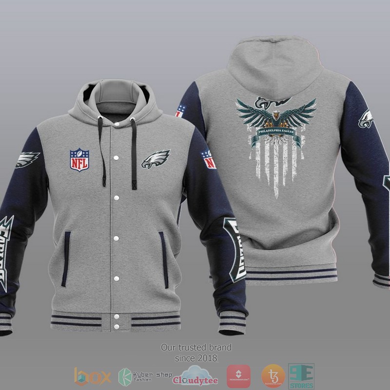 NFL Philadelphia Eagles Eagle American Flag Baseball Jacket Hoodie 1
