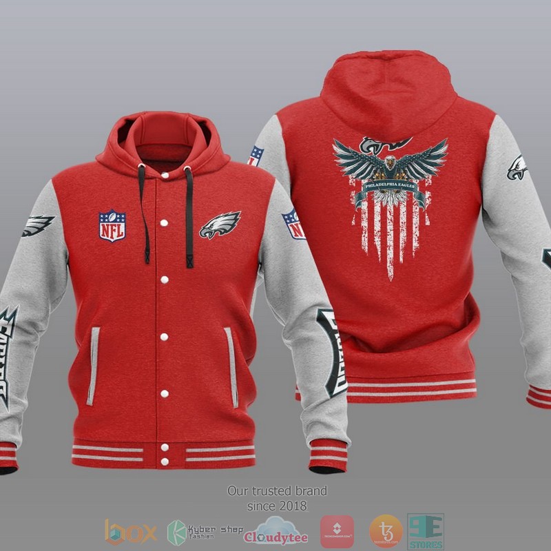 NFL Philadelphia Eagles Eagle American Flag Baseball Jacket Hoodie 1 2 3 4