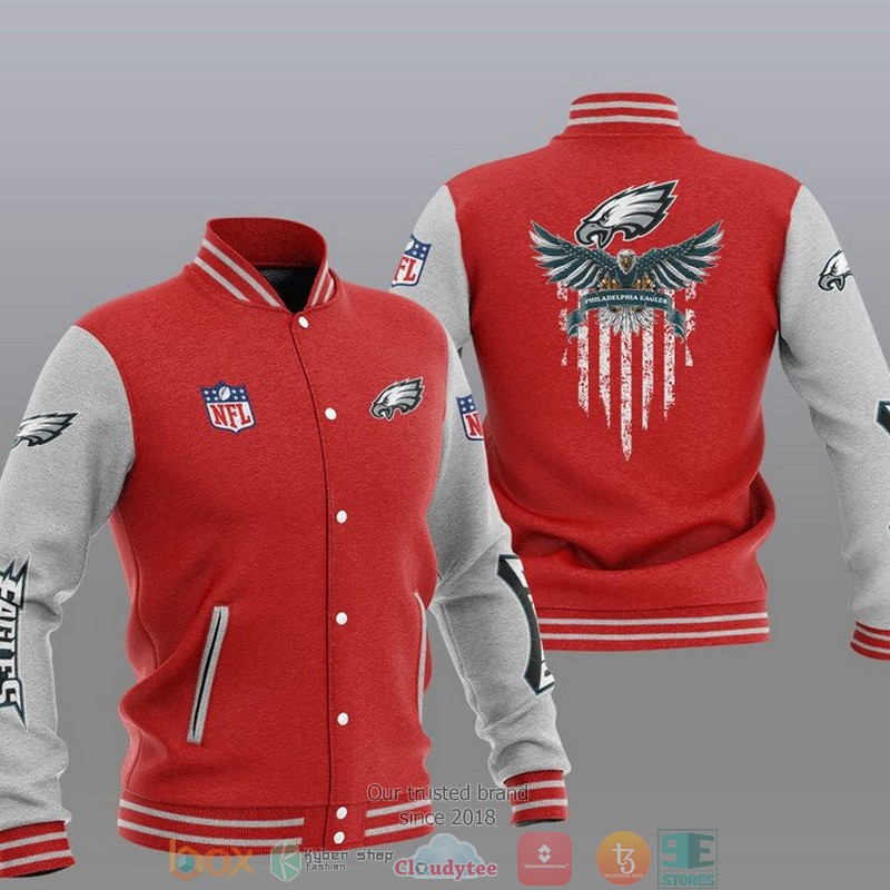 NFL Philadelphia Eagles Eagle Thin Line Flag Varsity Jacket 1 2 3 4