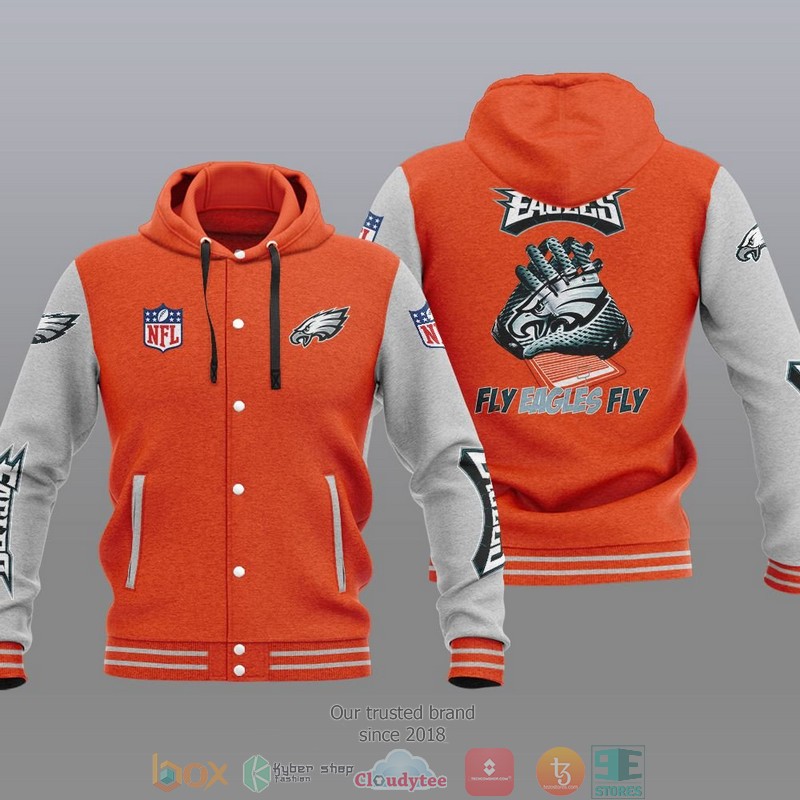 NFL Philadelphia Eagles Fly Eagle Fly Baseball Jacket Hoodie 1 2 3 4 5