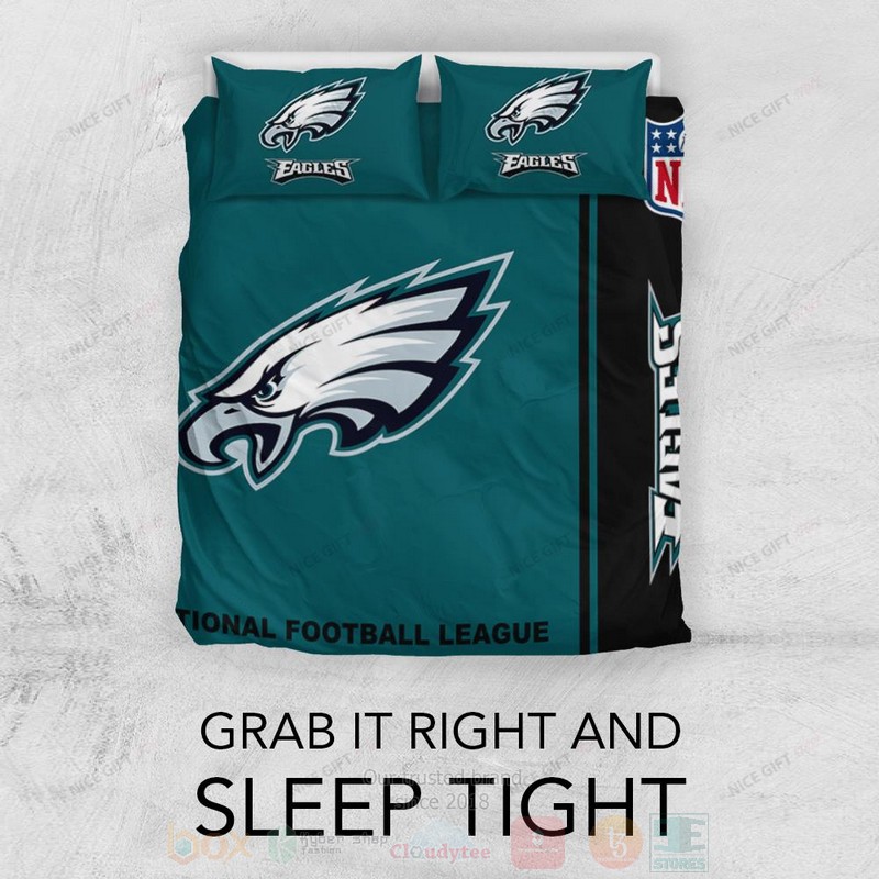 BEST NFL Philadelphia Eagles Inspired Blue-Black Duvet Cover Bed Sets 3 NFL Philadelphia Eagles Inspired Blue Black Bedding Set 1 2