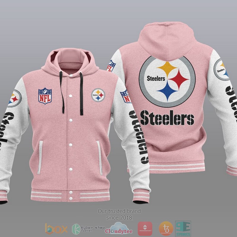 HOT Pittsburgh Steelers Varsity Hoodie Jacket 4 NFL Pittsburgh Steelers Baseball Jacket Hoodie 1 2 3