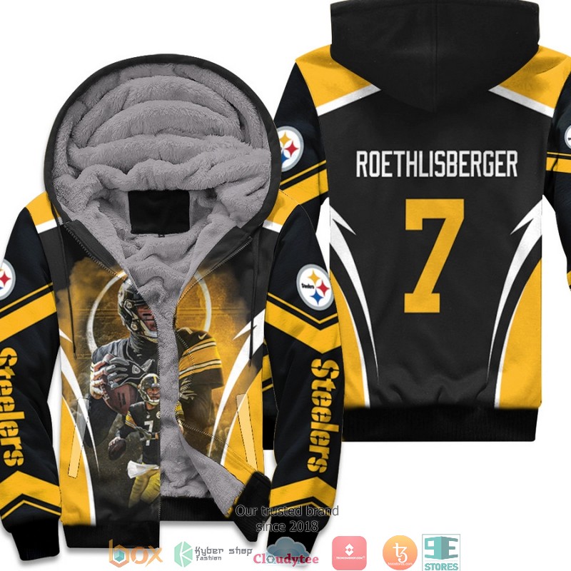 NFL Pittsburgh Steelers Ben Roethlisberger 7 Team Black 3d Fleece Hoodie 1 NFL Pittsburgh Steelers Ben Roethlisberger 7 Team Black 3d Fleece Hoodie