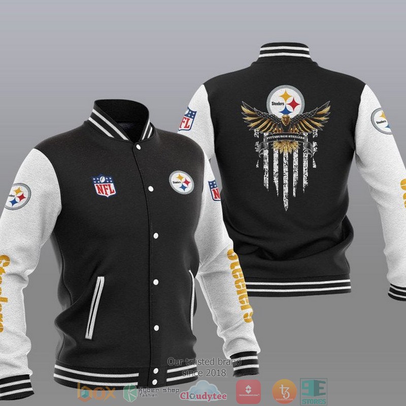 NFL Pittsburgh Steelers Eagle Thin Line Flag Varsity Jacket