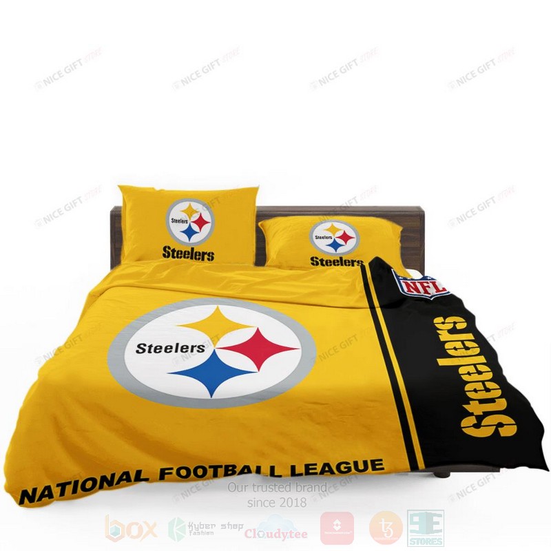 NFL Pittsburgh Steelers Inspired Black Yellow Bedding Set