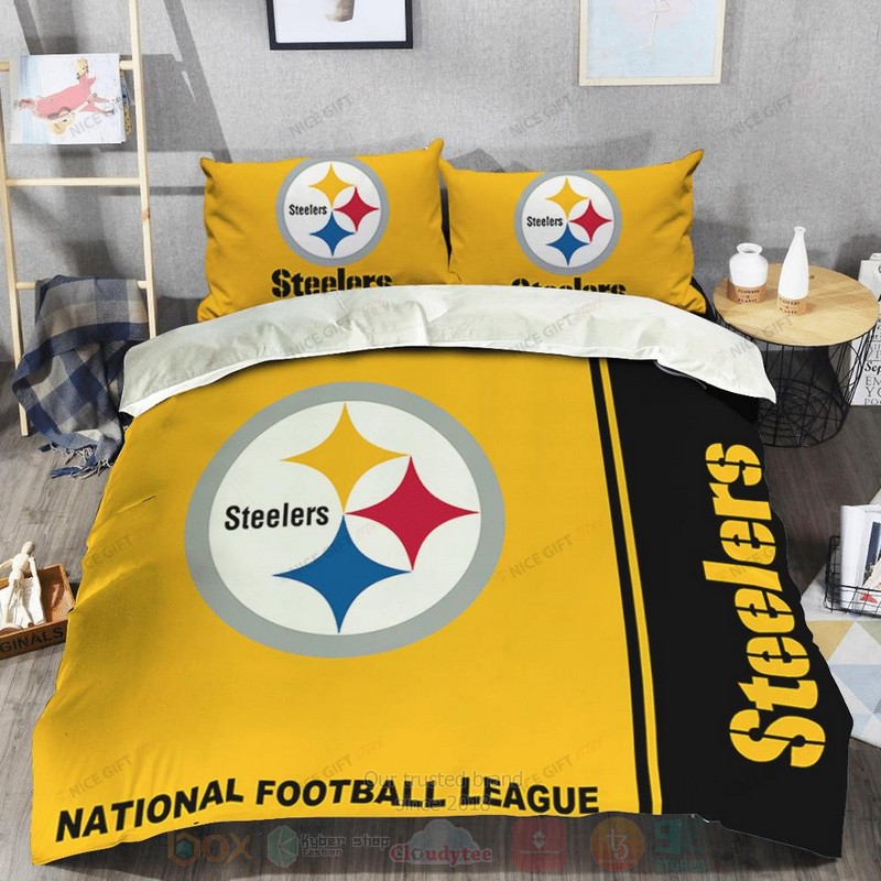 NFL Pittsburgh Steelers Inspired Black Yellow Bedding Set 1