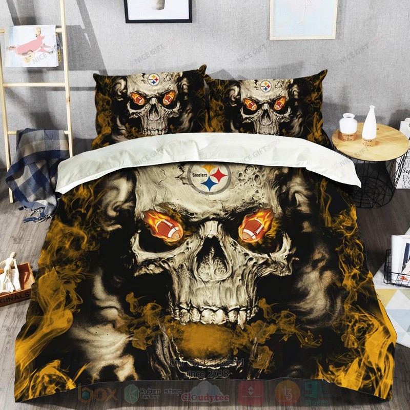 NFL Pittsburgh Steelers Inspired Skull Bedding Set 1