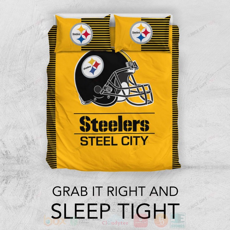 BEST NFL Pittsburgh Steelers Steel City Inspired Duvet Cover Bed Sets 3 NFL Pittsburgh Steelers Steel City nspired Bedding Set 1 2