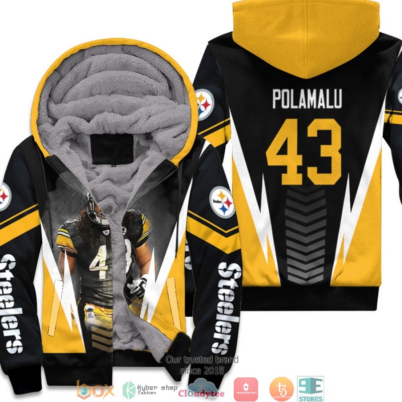 NFL Pittsburgh Steelers Troy Polamalu 43 Team Black 3d Fleece Hoodie 2 NFL Pittsburgh Steelers Troy Polamalu 43 Team Black 3d Fleece Hoodie