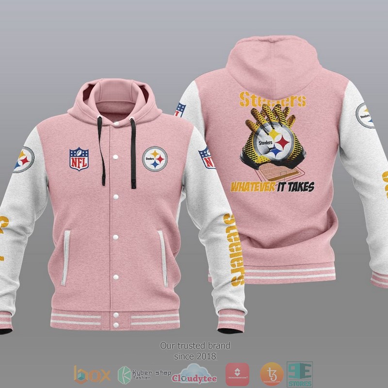 HOT Pittsburgh Steelers Whatever It Takes Varsity Hoodie Jacket 4 NFL Pittsburgh Steelers Whatever It Takes Baseball Jacket Hoodie 1 2 3