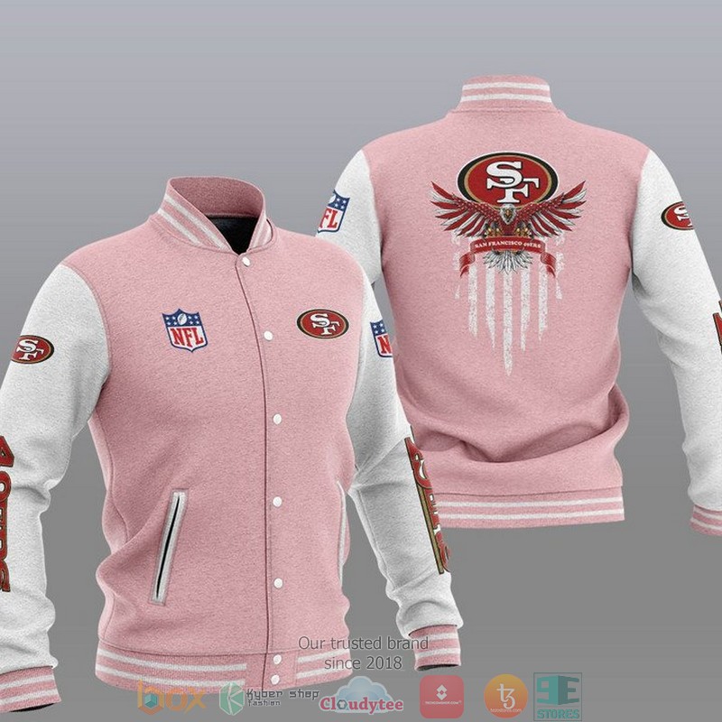 NFL San Francisco 49Ers Eagle Thin Line Flag Varsity Jacket 1 2 3