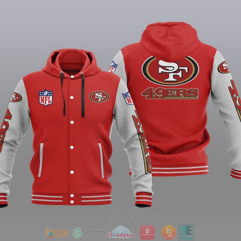 HOT San Francisco 49ers Varsity Hoodie Jacket 5 NFL San Francisco 49ers Baseball Jacket Hoodie 1 2 3 4