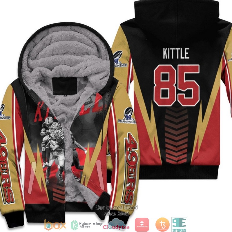 NFL San Francisco 49ers George Kittle 85 NFC Championship 2022 Black 3D Fleece Hoodie 2 NFL San Francisco 49ers George Kittle 85 NFC Championship 2022 Black 3D Fleece Hoodie