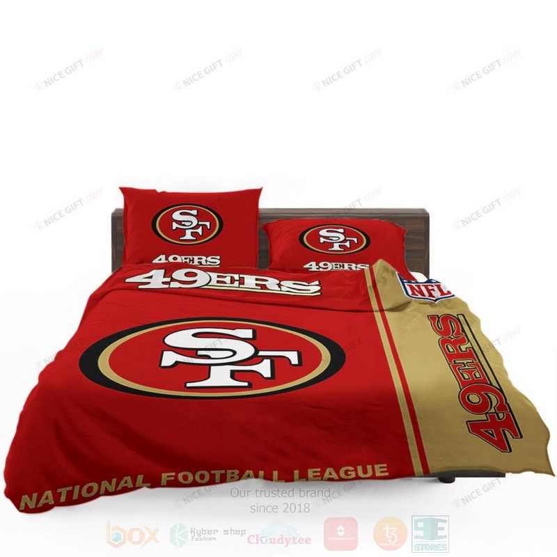 NFL San Francisco 49ers Inspired Red Brown Bedding Set
