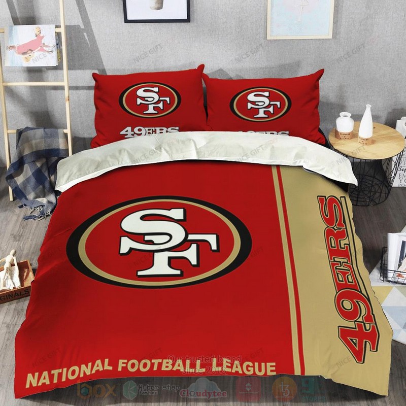 NFL San Francisco 49ers Inspired Red Brown Bedding Set 1