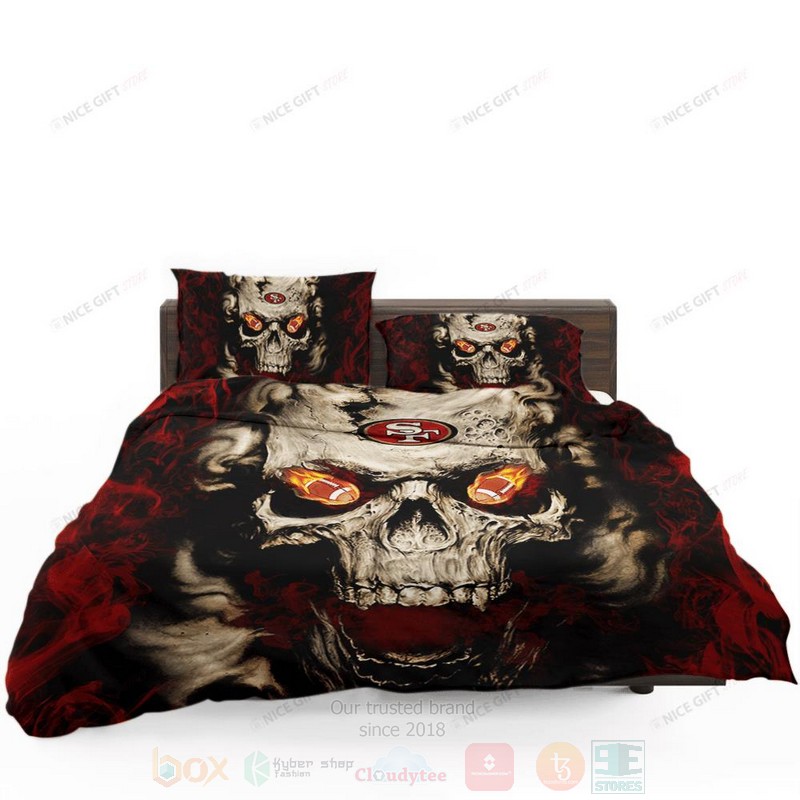NFL San Francisco 49ers Inspired Skull Bedding Set