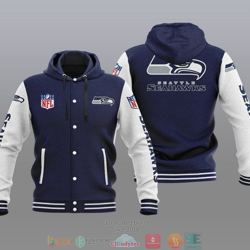 HOT Seattle Seahawks Varsity Hoodie Jacket 3 NFL Seattle Seahawks Baseball Jacket Hoodie 1 2