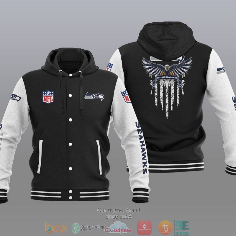 NFL Seattle Seahawks Eagle American Flag Baseball Jacket Hoodie 1