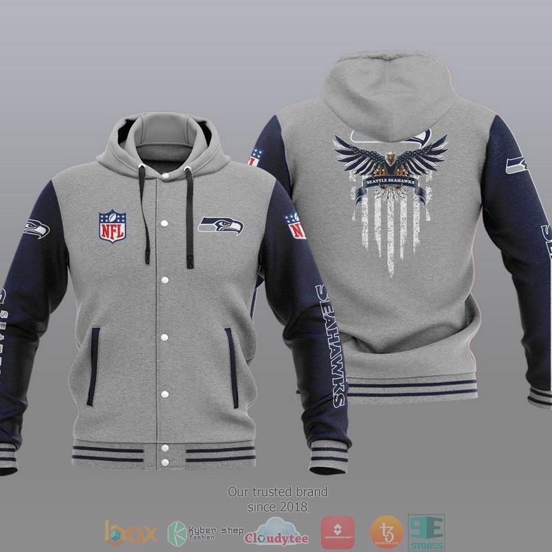 HOT Seattle Seahawks Eagle American Flag Varsity Hoodie Jacket 3 NFL Seattle Seahawks Eagle American Flag Baseball Jacket Hoodie 1 2