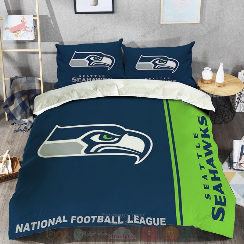 NFL Seattle Seahawks Inspired Navy Green Bedding Set 1