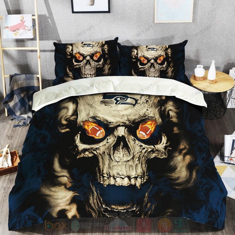 NFL Seattle Seahawks Inspired Skull Bedding Set 1