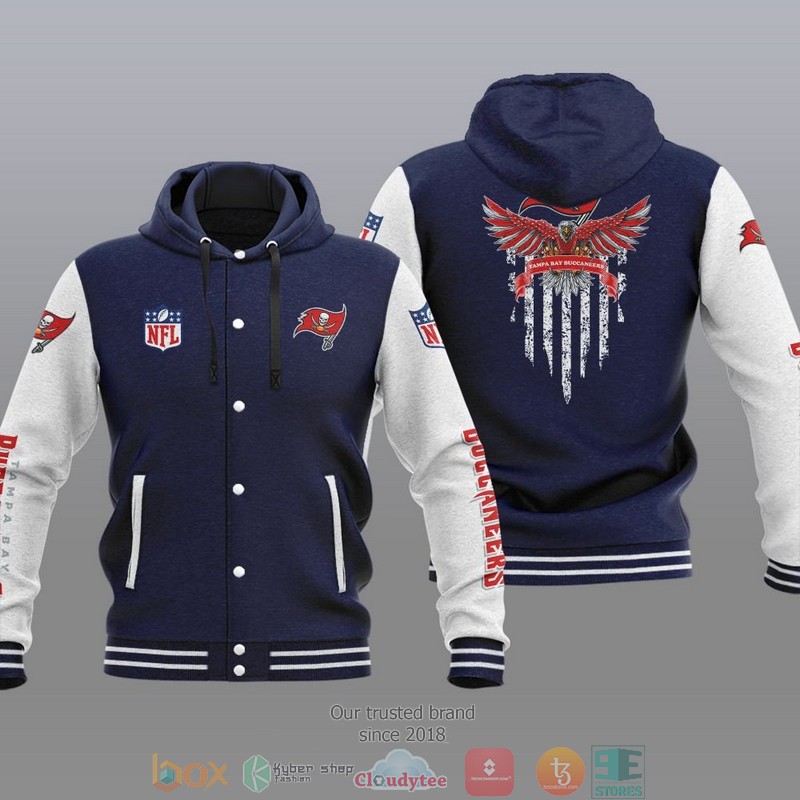 HOT Tampa Bay Buccaneers Eagle American Flag Varsity Hoodie Jacket 3 NFL Tampa Bay Buccaneers Eagle American Flag Baseball Jacket Hoodie 1 2