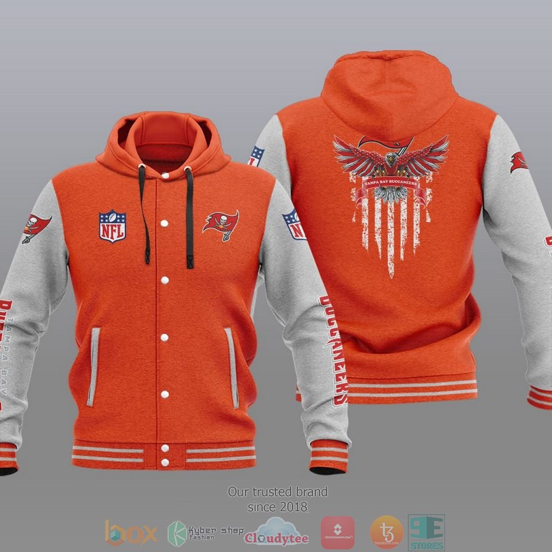 HOT Tampa Bay Buccaneers Eagle American Flag Varsity Hoodie Jacket 6 NFL Tampa Bay Buccaneers Eagle American Flag Baseball Jacket Hoodie 1 2 3 4 5