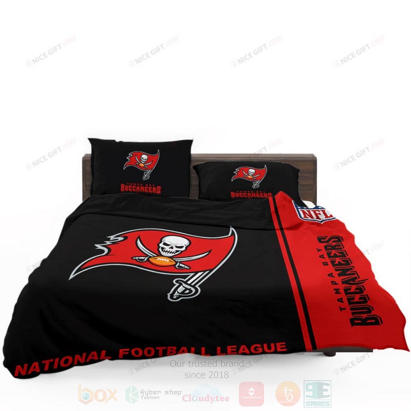 NFL Tampa Bay Buccaneers Inspired Black Red Bedding Set