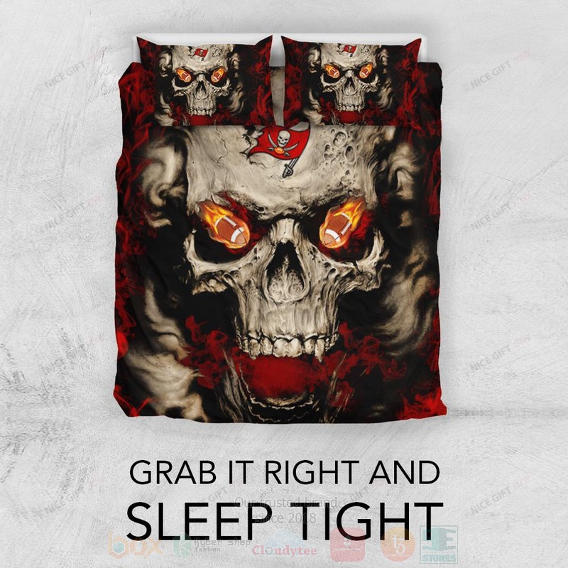 BEST NFL Tampa Bay Buccaneers Inspired Skull Duvet Cover Bed Sets 3 NFL Tampa Bay Buccaneers Inspired Skull Bedding Set 1 2
