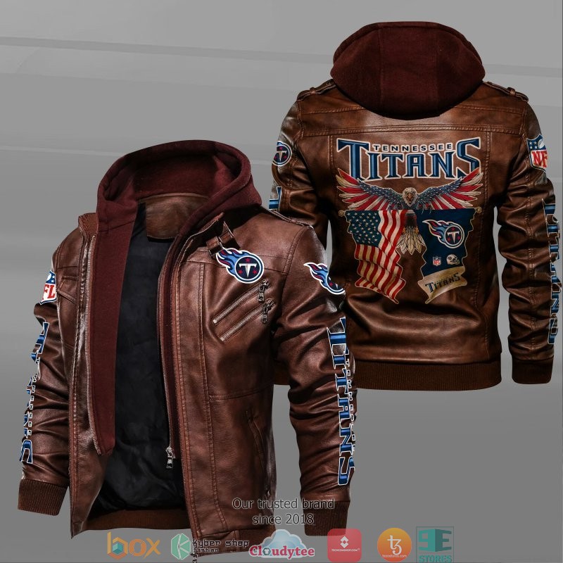 NFL Tennessee Titans Eagle American flag 2d leather jacket 2 NFL Tennessee Titans Eagle American flag 2d leather jacket 1