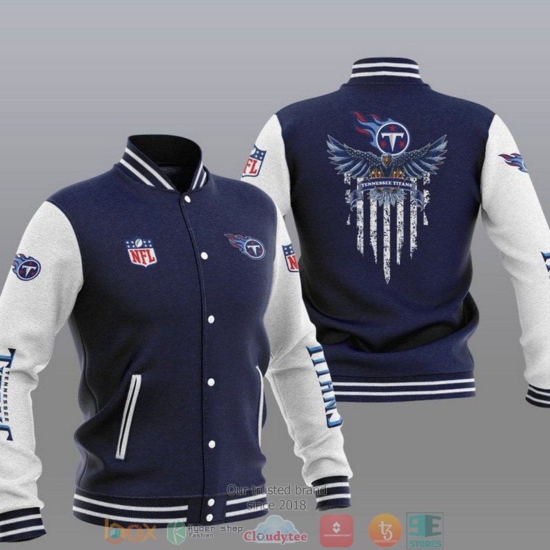 NFL Tennessee Titans Eagle Thin Line Flag Varsity Jacket 3 NFL Tennessee Titans Eagle Thin Line Flag Varsity Jacket 1 2