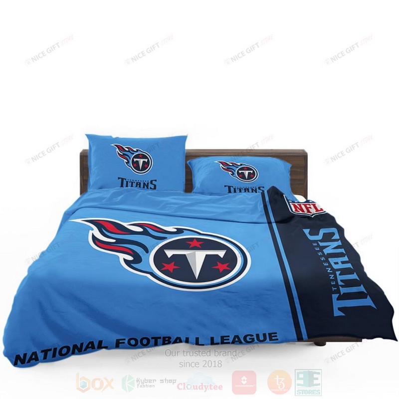NFL Tennessee Titans Inspired Blue Navy Bedding Set