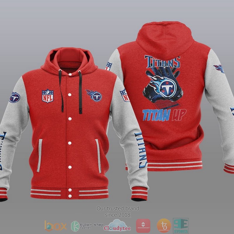 HOT Tennessee Titans Titan Up Varsity Hoodie Jacket 5 NFL Tennessee Titans Titan Up Baseball Jacket Hoodie 1 2 3 4