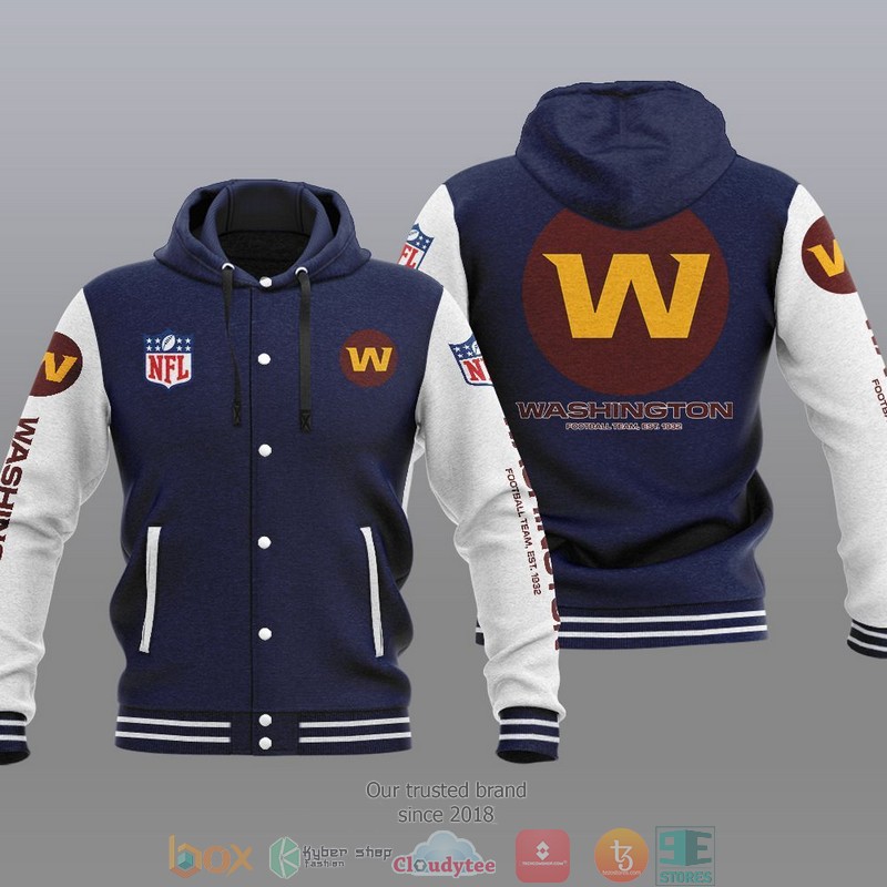 HOT Washington Football Team Varsity Hoodie Jacket 3 NFL Washington Football Team Baseball Jacket Hoodie 1 2