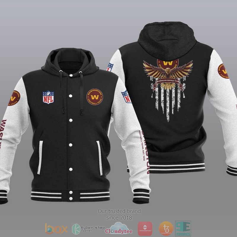 NFL Washington Football Team Eagle American Flag Baseball Jacket Hoodie