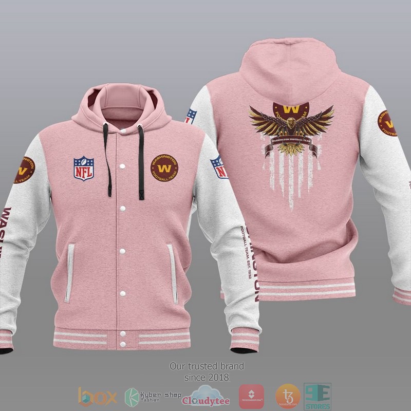NFL Washington Football Team Eagle American Flag Baseball Jacket Hoodie 1 2 3
