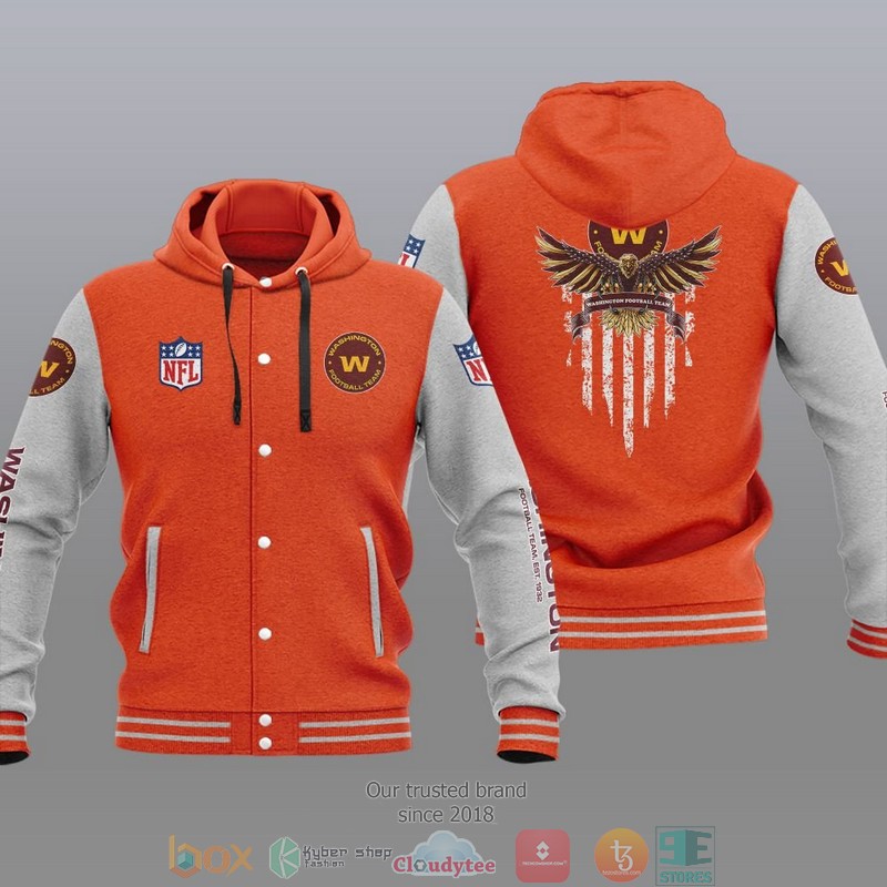NFL Washington Football Team Eagle American Flag Baseball Jacket Hoodie 1 2 3 4 5