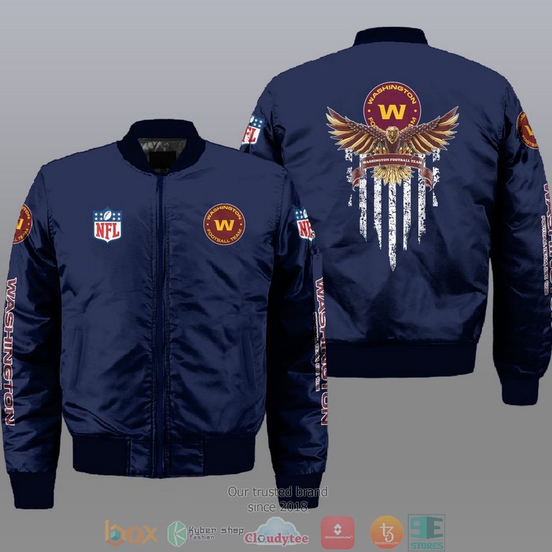 NFL Washington Football Team Eagle Thin Line Flag Bomber Jacket 2 NFL Washington Football Team Eagle Thin Line Flag Bomber Jacket 1